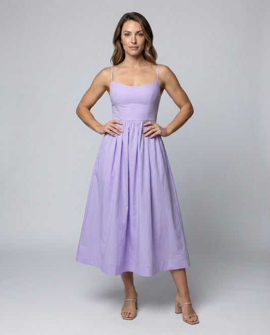 Damen Midikleid Spaghettiträger Tellerrock Figurbetont Schwarz - Eveloria