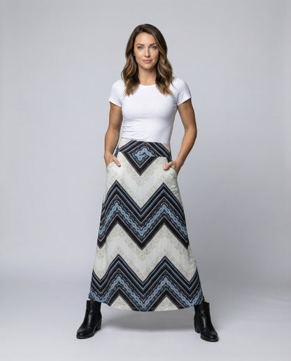Damen Maxirock Chevron Muster Fließend - Eveloria