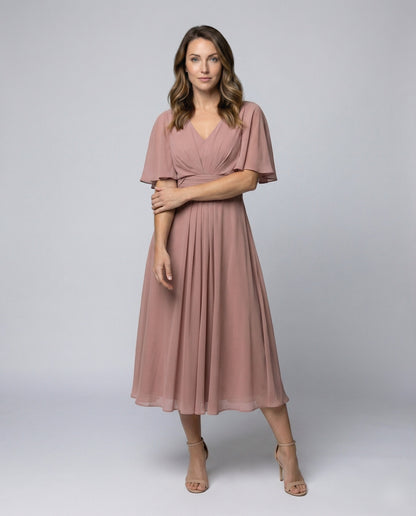 Damen Abendkleid Chiffon Fließend Cape-Ärmel - Eveloria