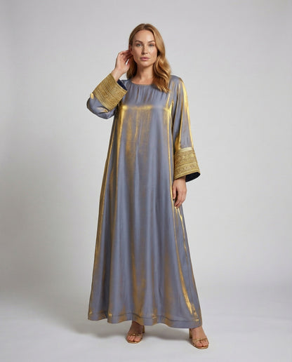 Damen Maxikleid Metallic Bestickung Kaftan Stil - Eveloria