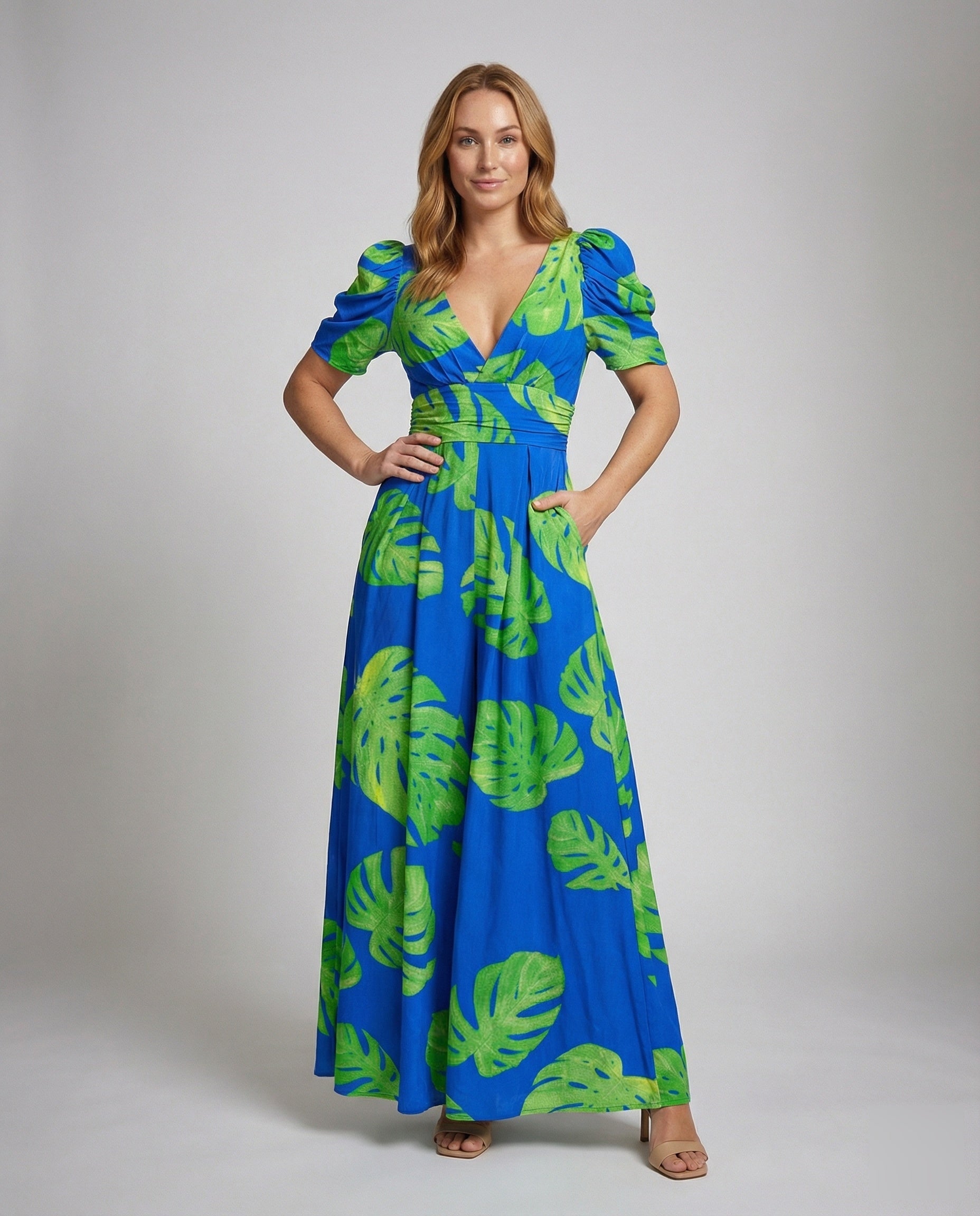 Damen Maxikleid Tropenstil Fließend - Eveloria