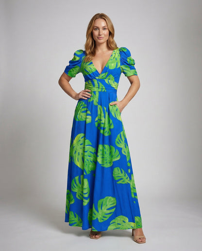 Damen Maxikleid Tropenstil Fließend - Eveloria
