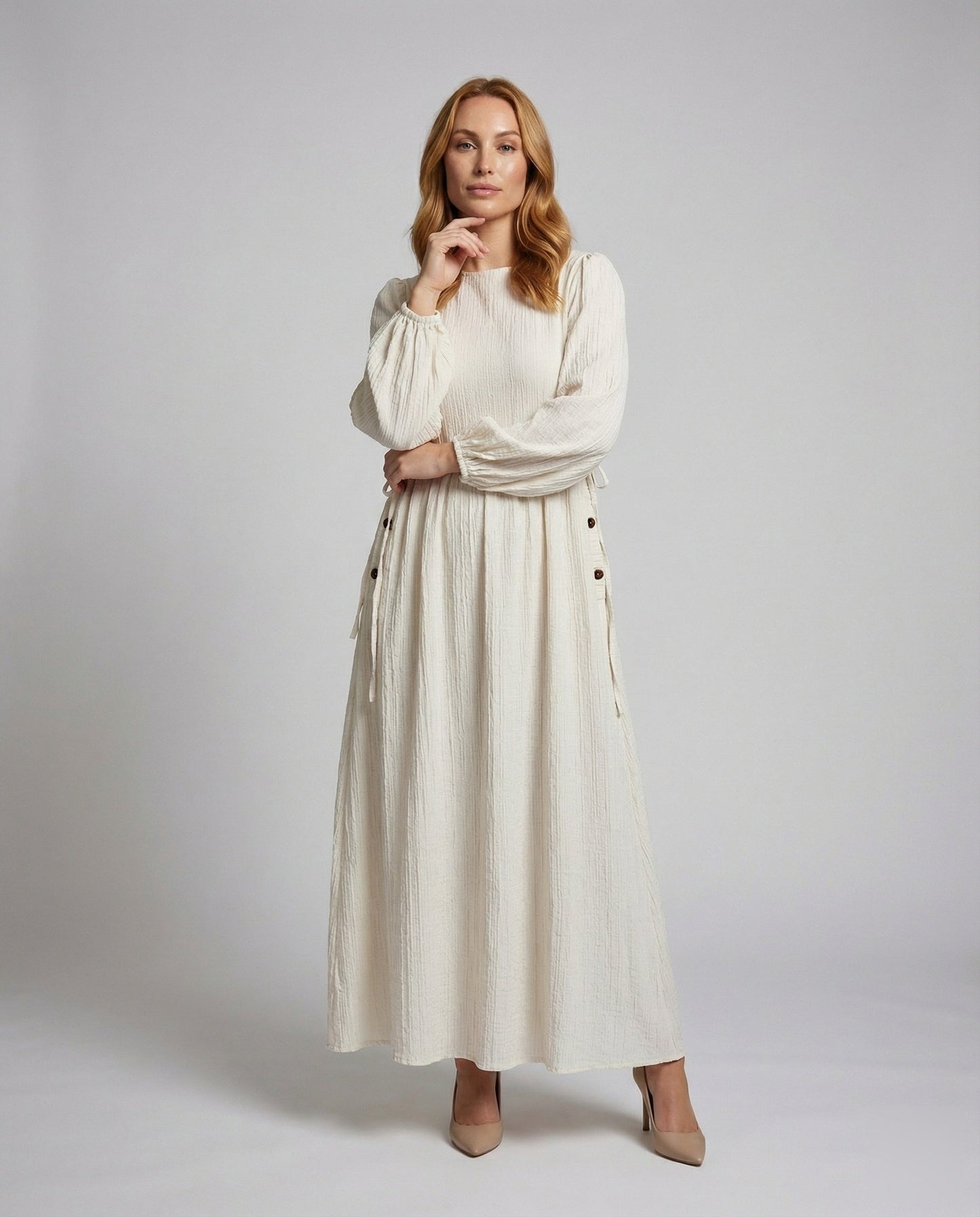 Damen Maxikleid Crinkle-Optik Fließend - Eveloria