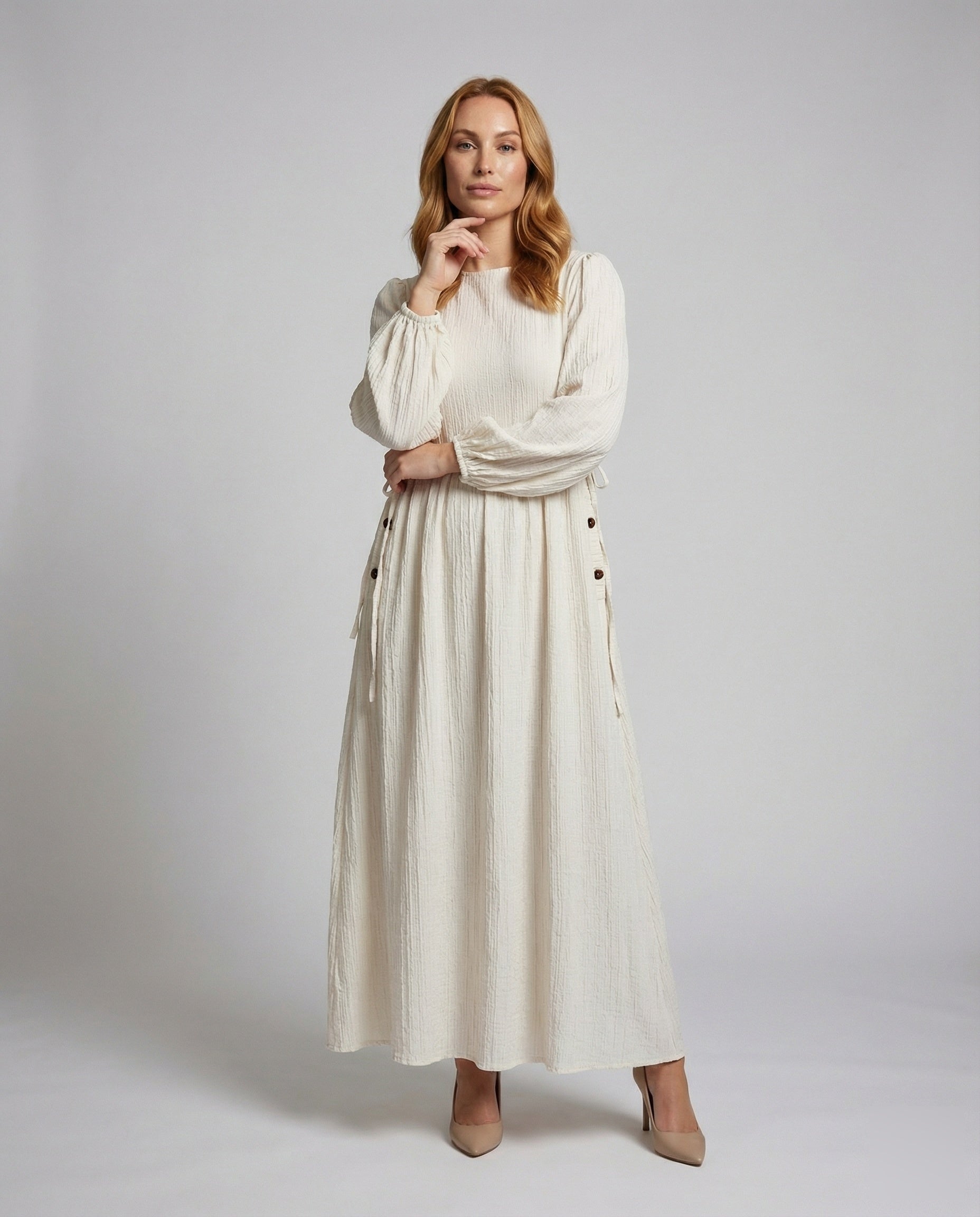 Damen Maxikleid Crinkle-Optik Fließend - Eveloria