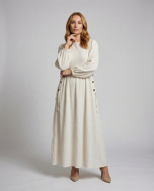 Damen Maxikleid Crinkle-Optik Fließend - Eveloria