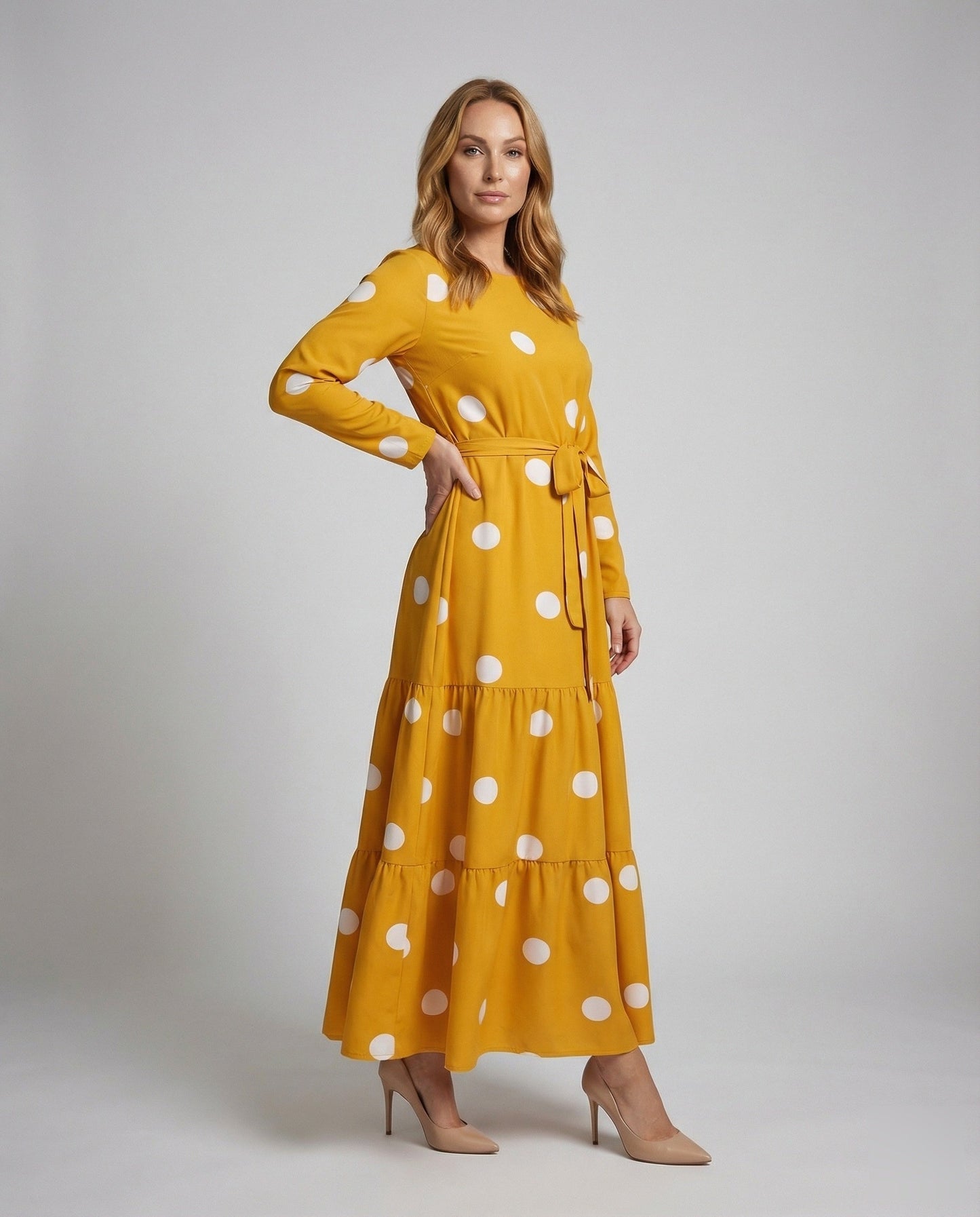 Damen Maxikleid Fließend Stufenvolants - Eveloria