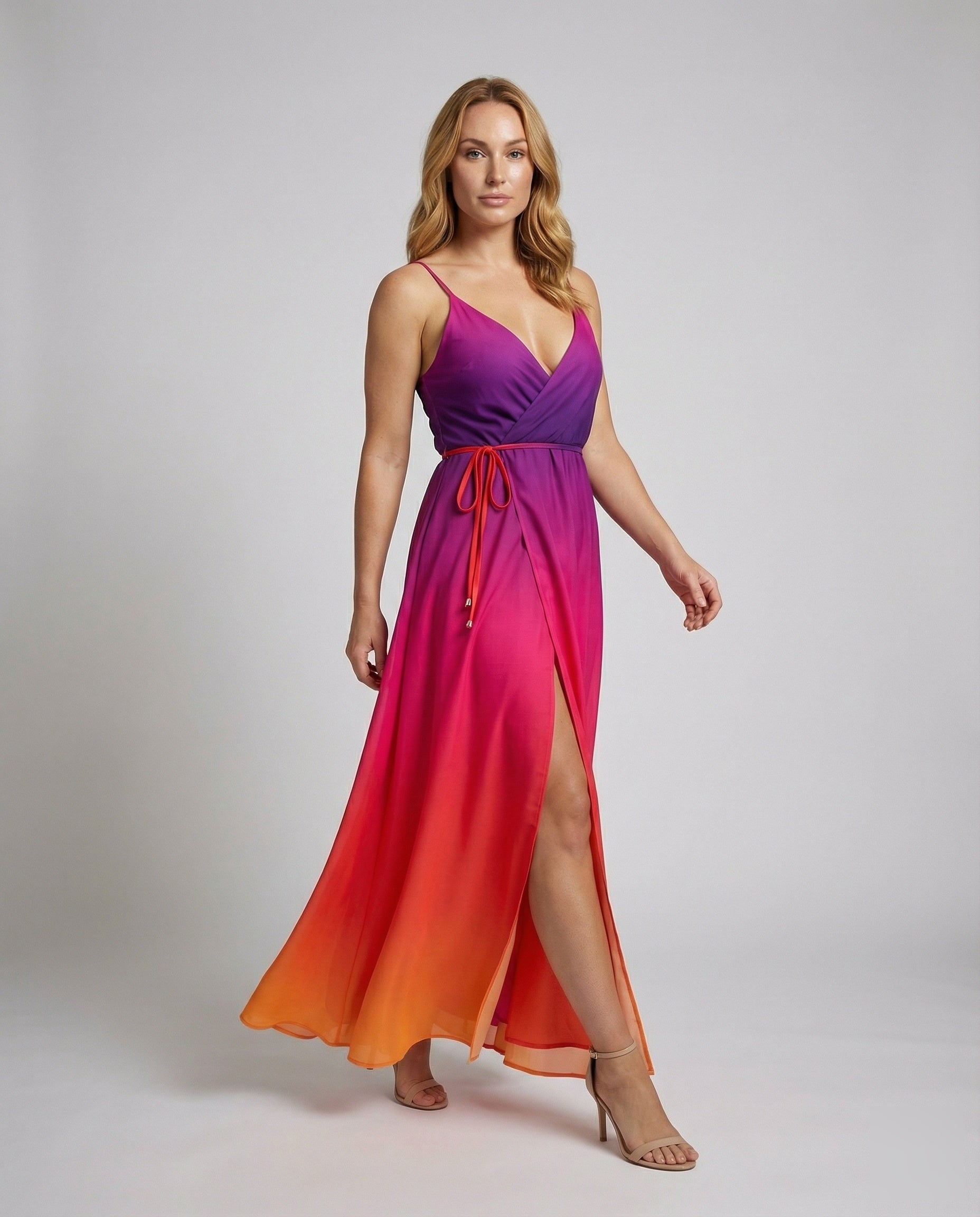 Damen Maxikleid Fließend V-Ausschnitt - Eveloria