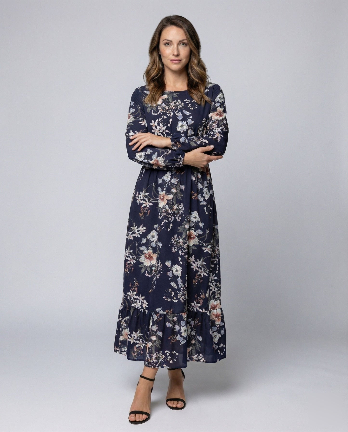 Damen Maxikleid Blumenmuster Empire-Taillenkleid - Eveloria