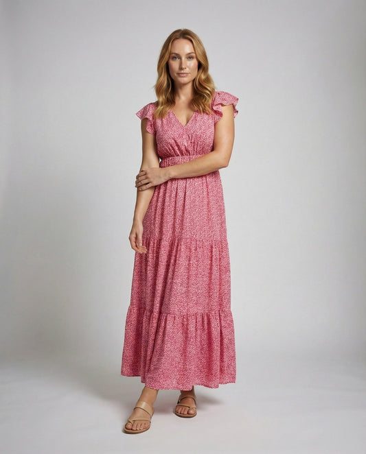 Damen Maxikleid Gerafft Gesmoktes Oberteil - Eveloria