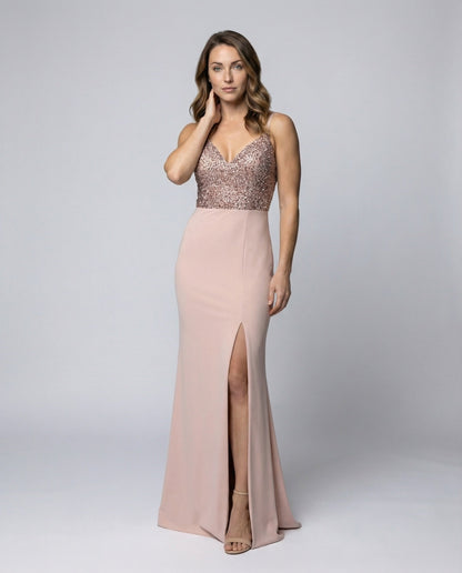 Damen Abendkleid mit Bustier und Pailletten - Eveloria