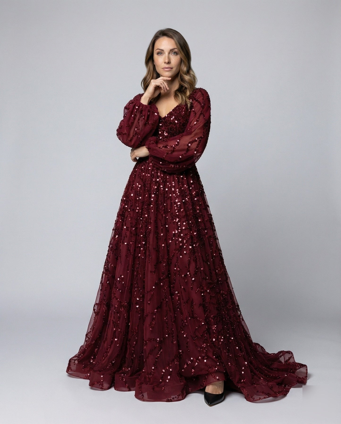 Damen Gala-Robe Tüllrock Schwarz - Eveloria