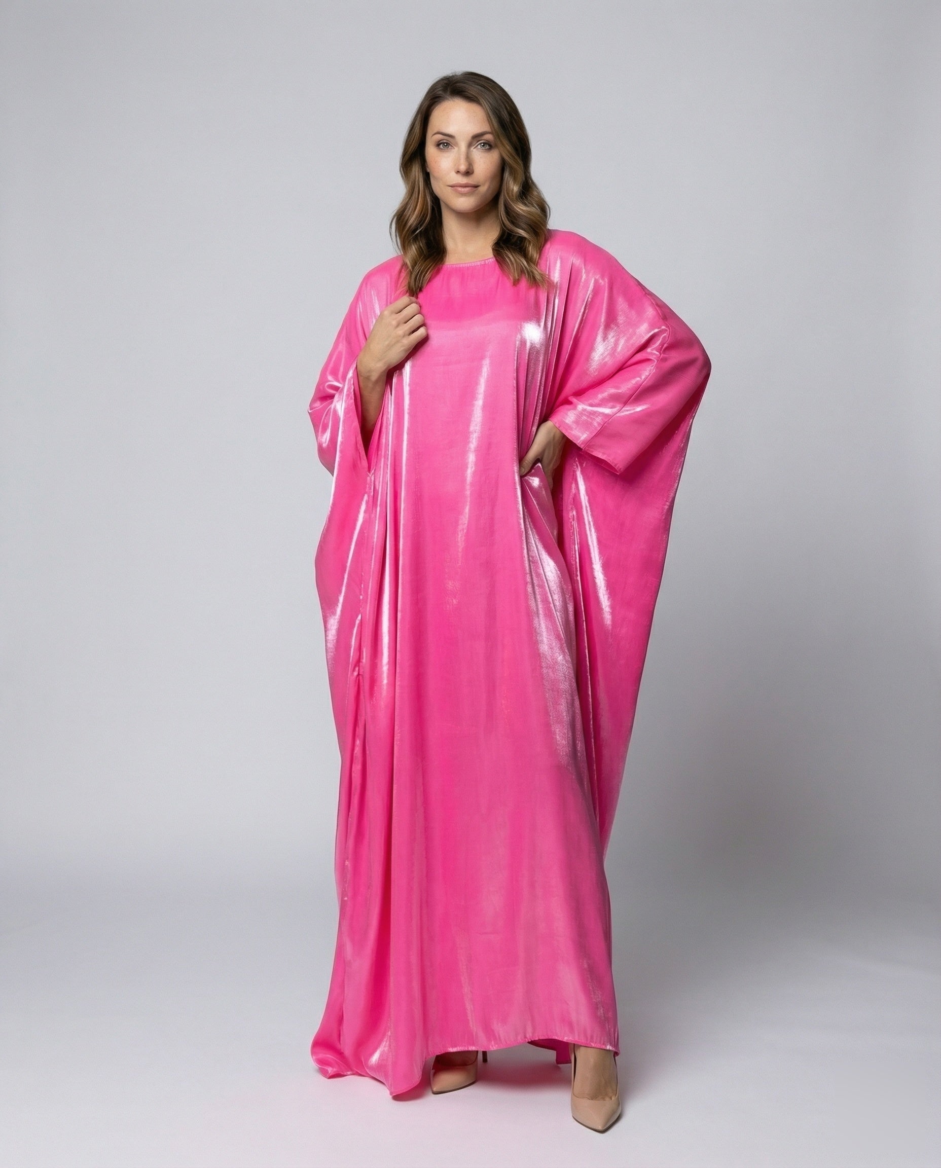 Damen Kaftan Maxikleid Satinoptik - Eveloria