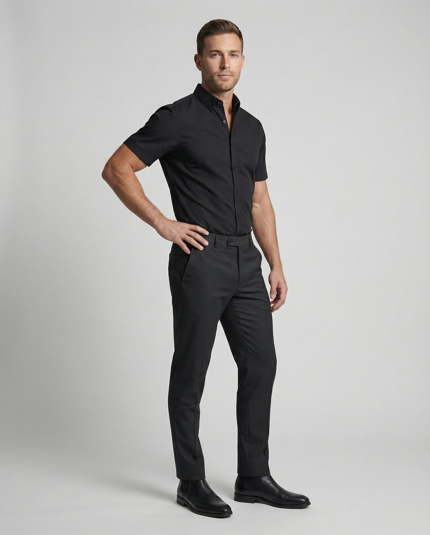 Herren Slimfit Kurzarmhemd - Eveloria