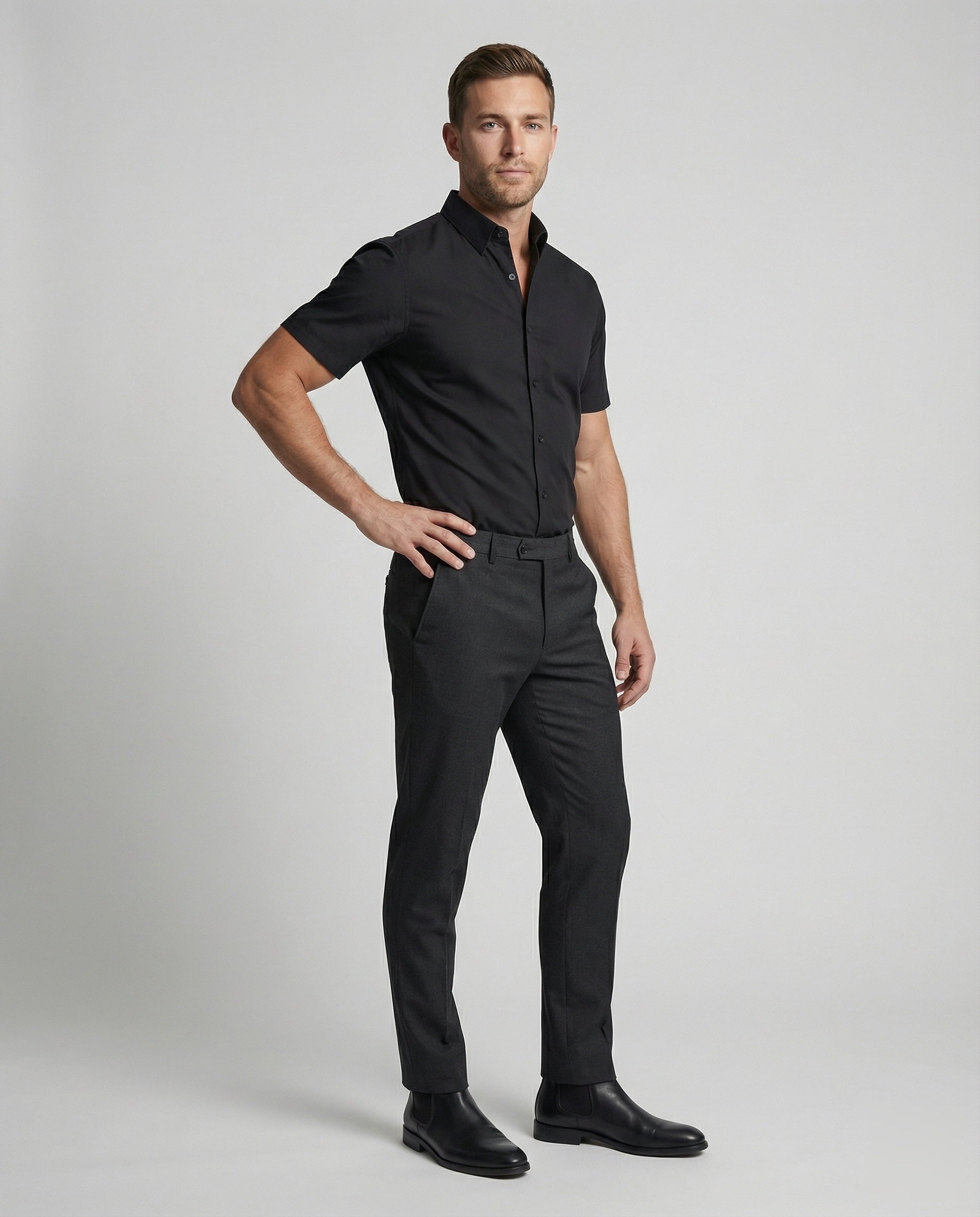Herren Slimfit Kurzarmhemd - Eveloria