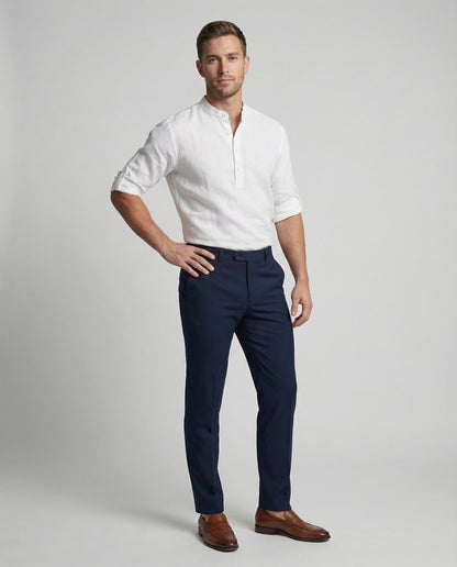 Herren Leinen Henleyhemd Lässig Beige - Eveloria