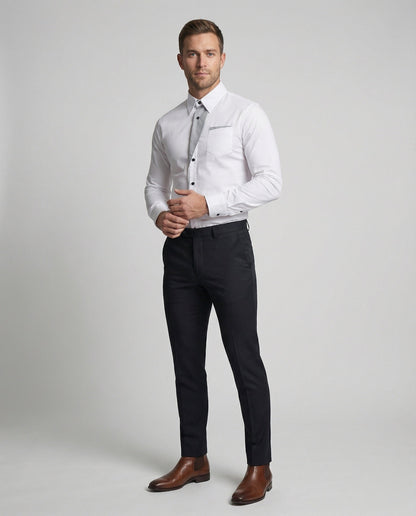 Herren Slimfit Hemd Kontrast Blende - Eveloria