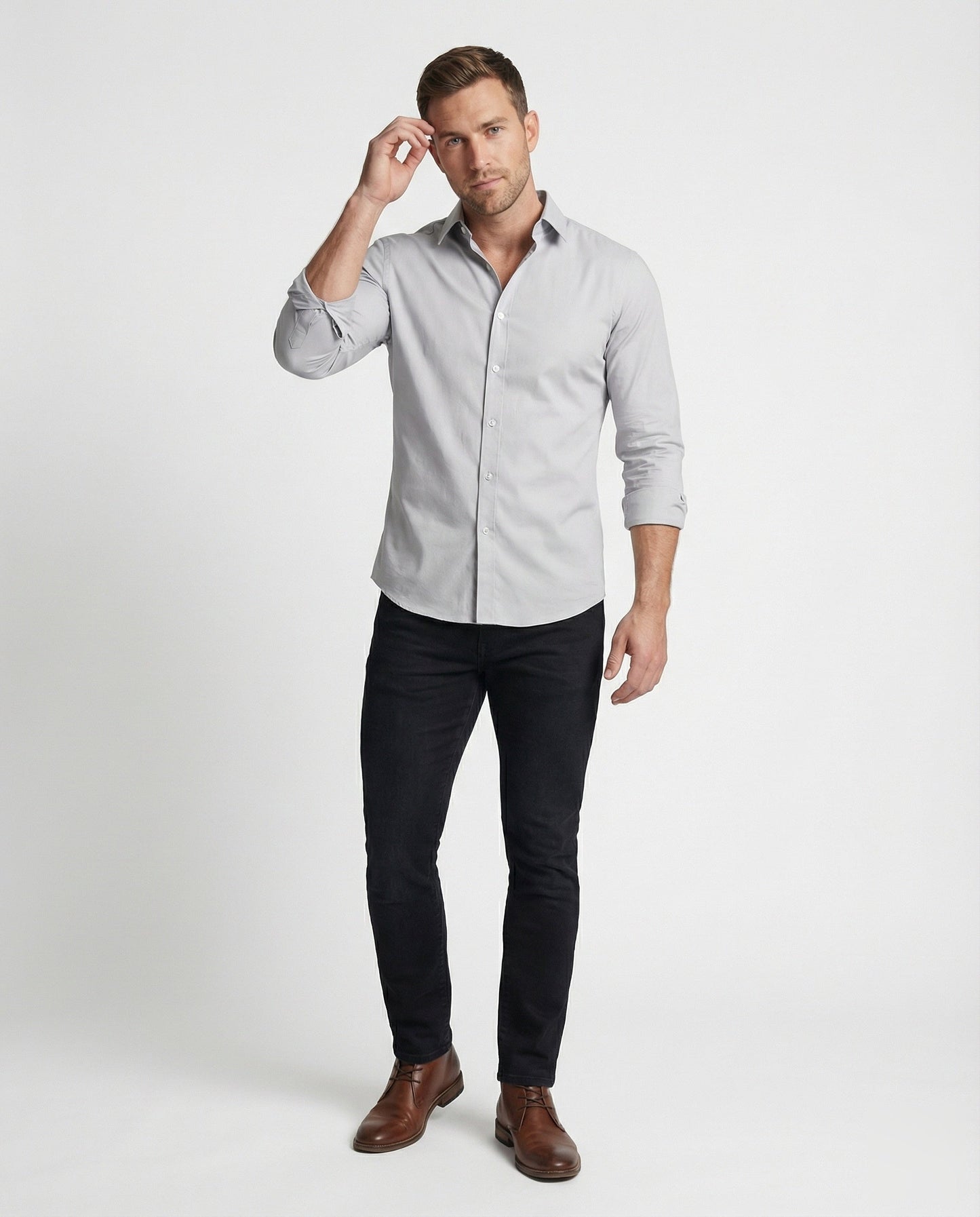 Herren Business-Hemd Baumwollmix Tailliert - Eveloria