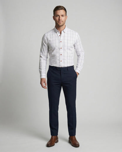 Herren Slim-Fit Hemd Fensterkaro Baumwolle Tailliert Schwarz - Eveloria