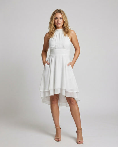 Damen Ärmelloses Chiffon-Kleid Volant-Saum - Eveloria