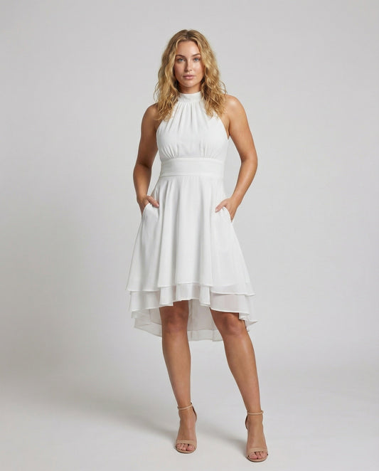 Damen Ärmelloses Chiffon-Kleid Volant-Saum - Eveloria