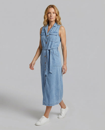 Damen Ärmelloses Jeanskleid Utility Stil - Eveloria