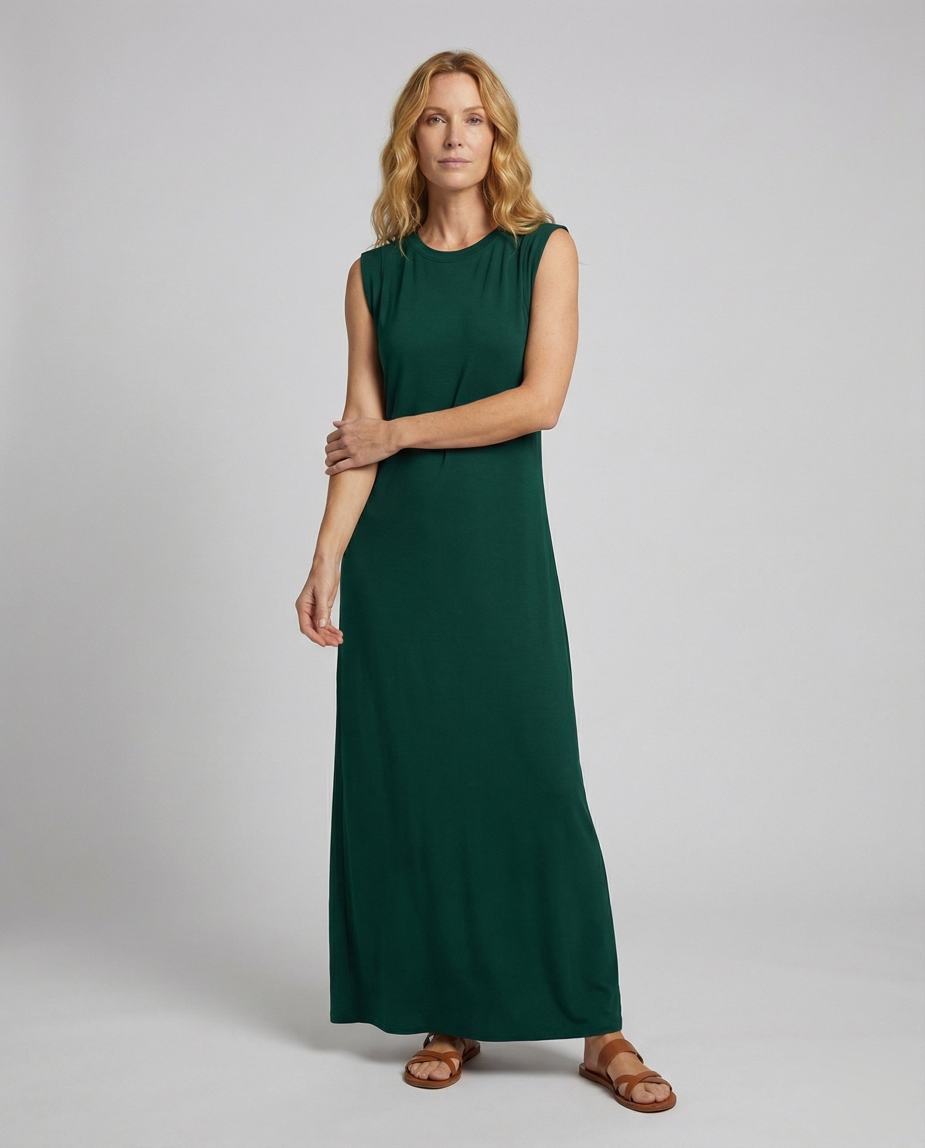 Damen Ärmelloses Maxikleid Jersey-Seitenschlitz - Eveloria