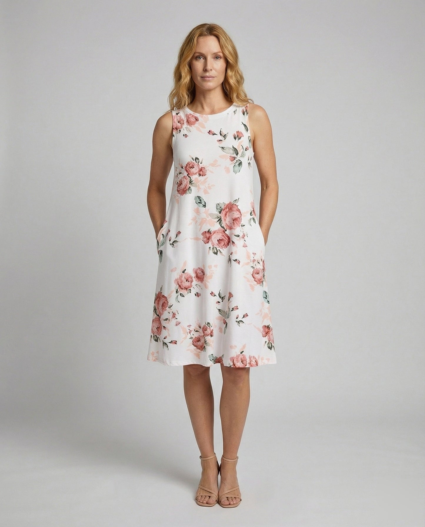 Damen Ärmelloses Swing-Kleid Blumenprint - Eveloria