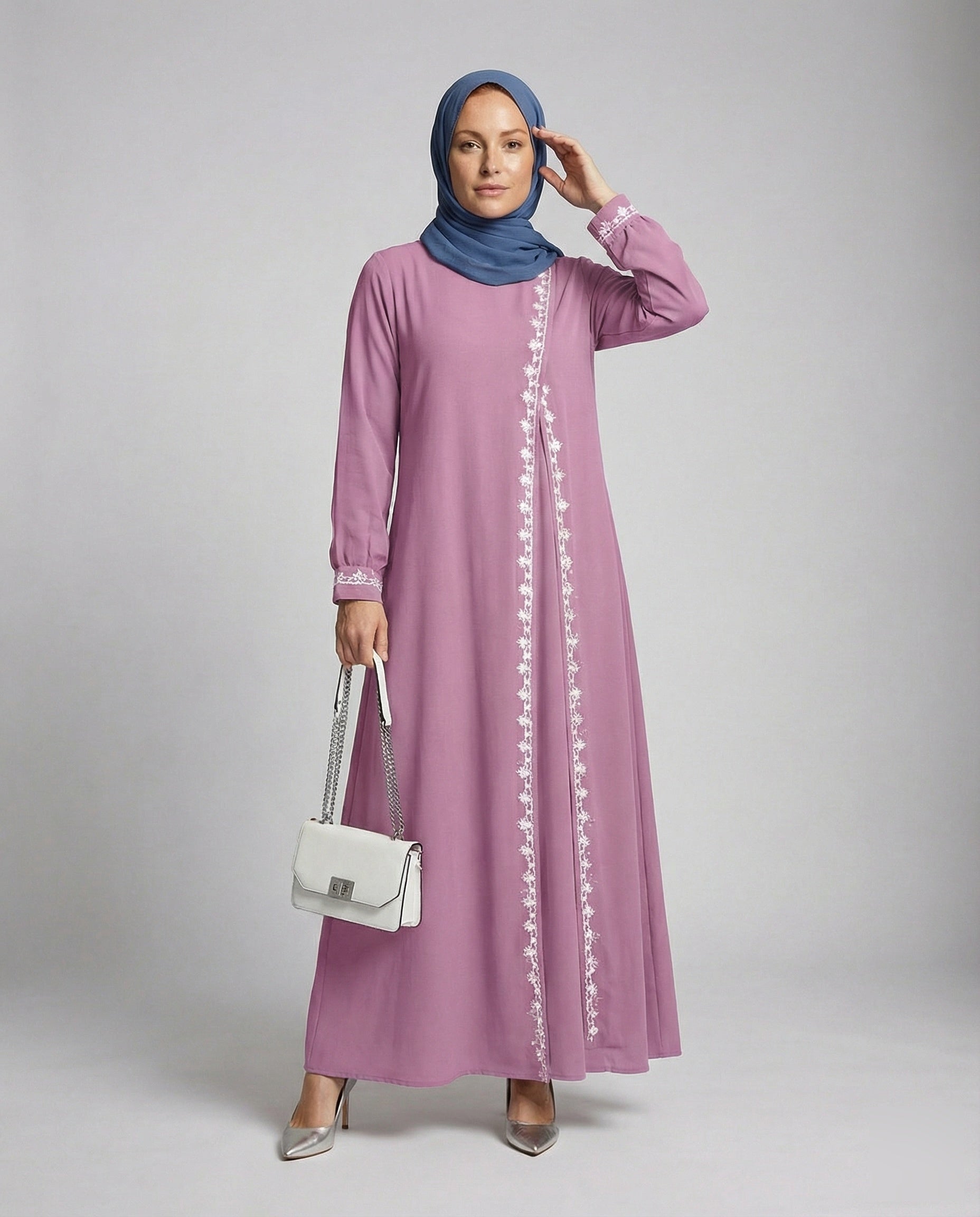 Damen Kaftan Abaya Bestickung Zierborte - Eveloria
