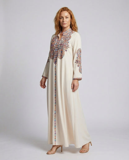 Damen Abendkaftan mit Paisley-Stickerei - Eveloria