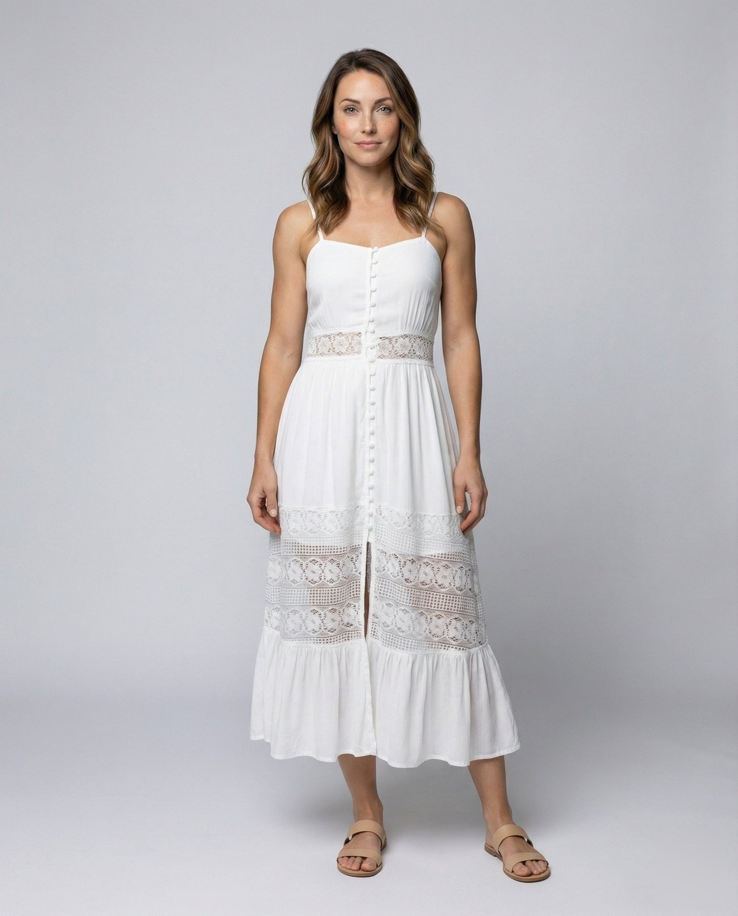 Damen Maxikleid Boho-Stil Spitze - Eveloria