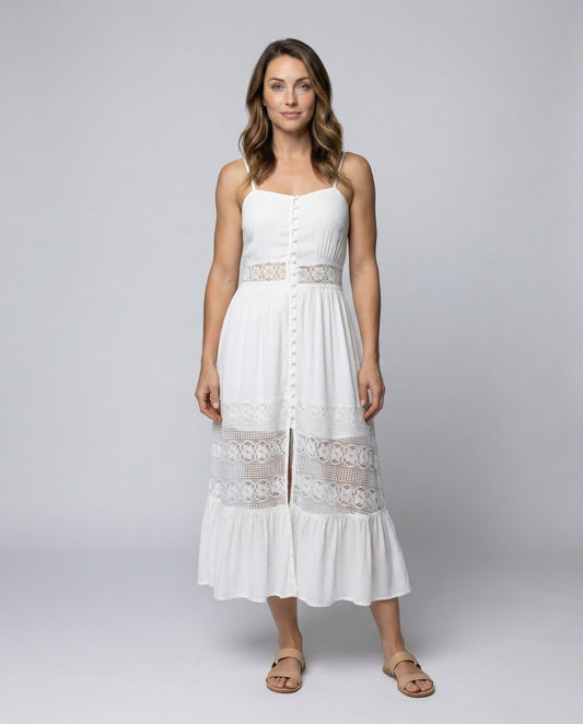 Damen Maxikleid Boho-Stil Spitze - Eveloria