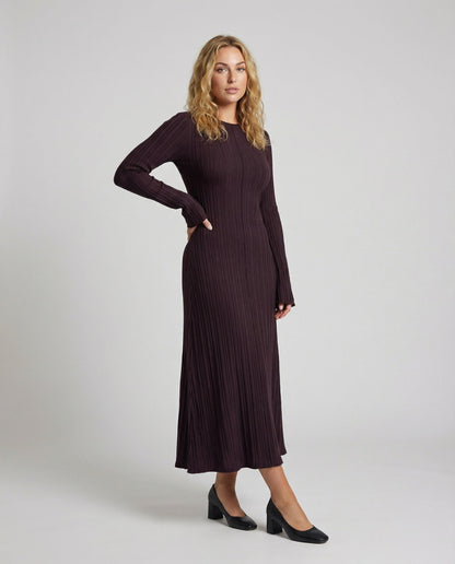 Damen Maxikleid Faltenrippen Elegant - Eveloria