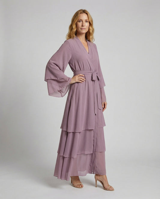 Damen Maxikleid Stufenchiffon Elegant Längs - Eveloria