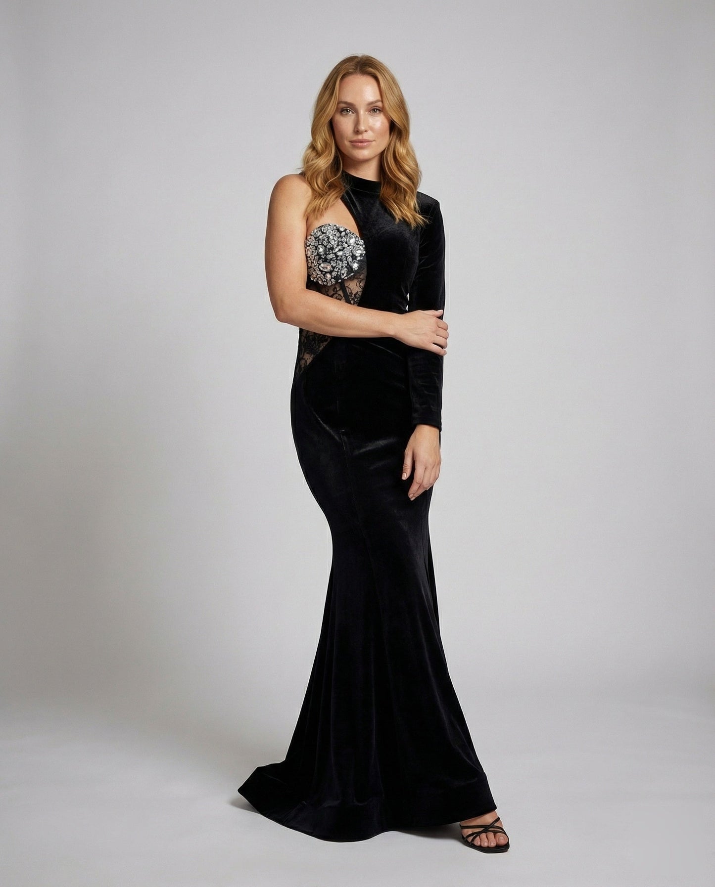 Damen Abendkleid Figurbetonter Spitzen-Einsatz - Eveloria
