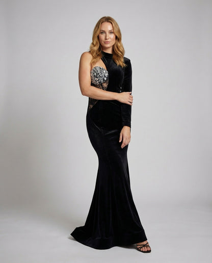 Damen Abendkleid Figurbetonter Spitzen-Einsatz - Eveloria