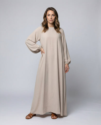 Damen Maxikleid Fließend Ballonärmel - Eveloria
