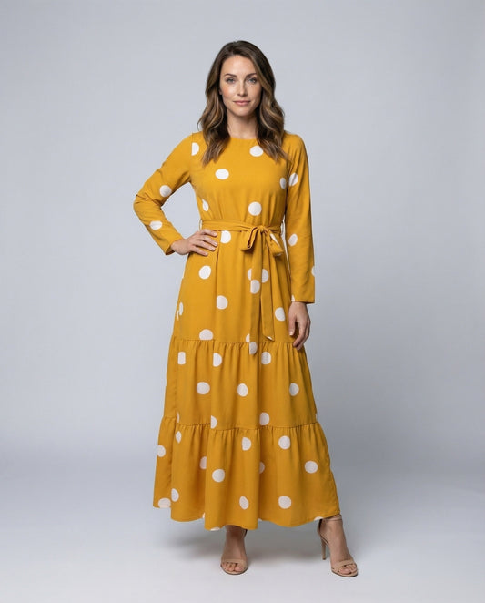Damen Maxikleid Fließend Punktmuster - Eveloria
