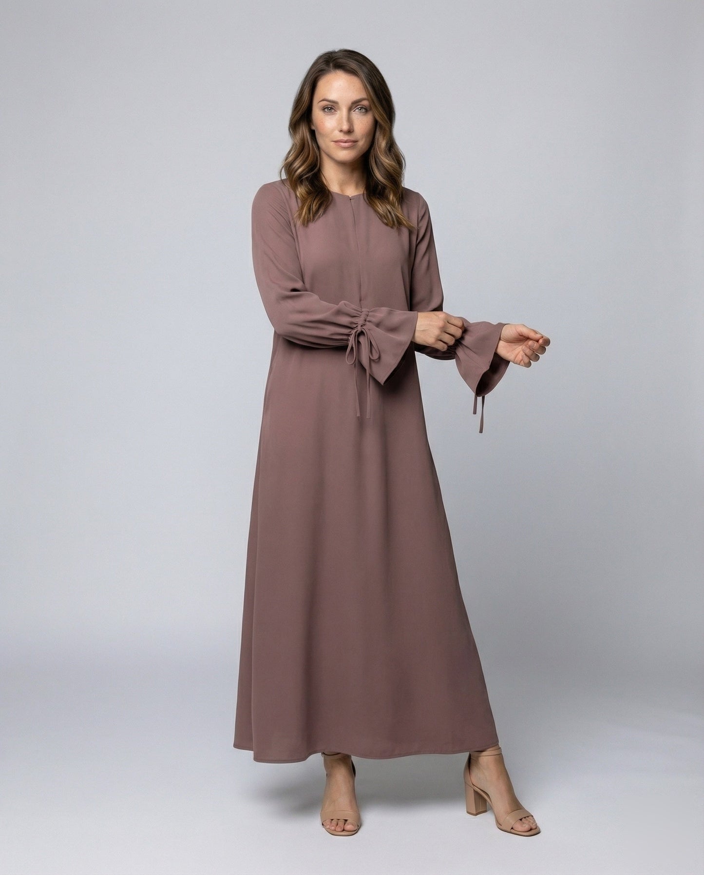 Damen Maxikleid Fließend Rüschenmanschetten - Eveloria