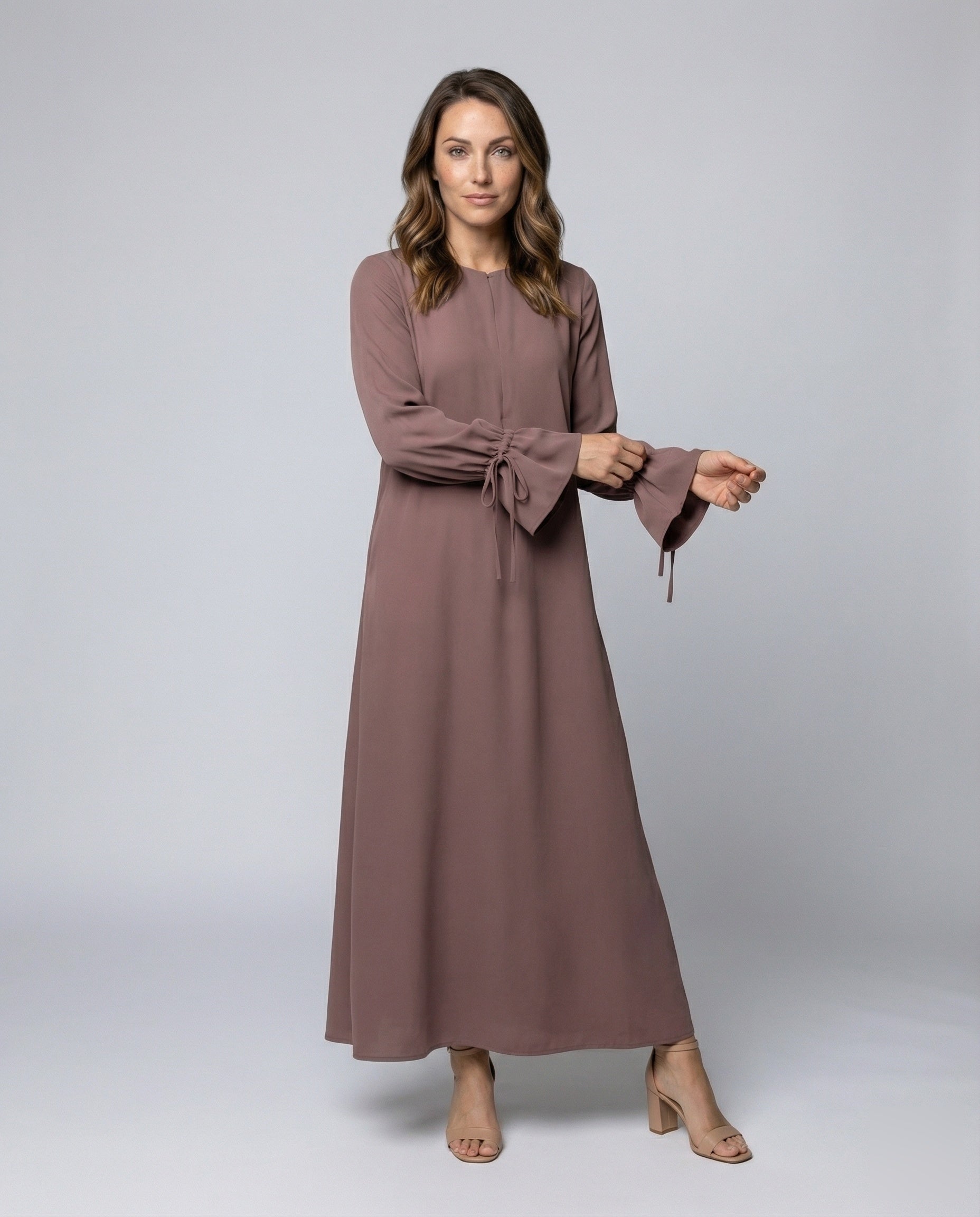 Damen Maxikleid Fließend Rüschenmanschetten - Eveloria