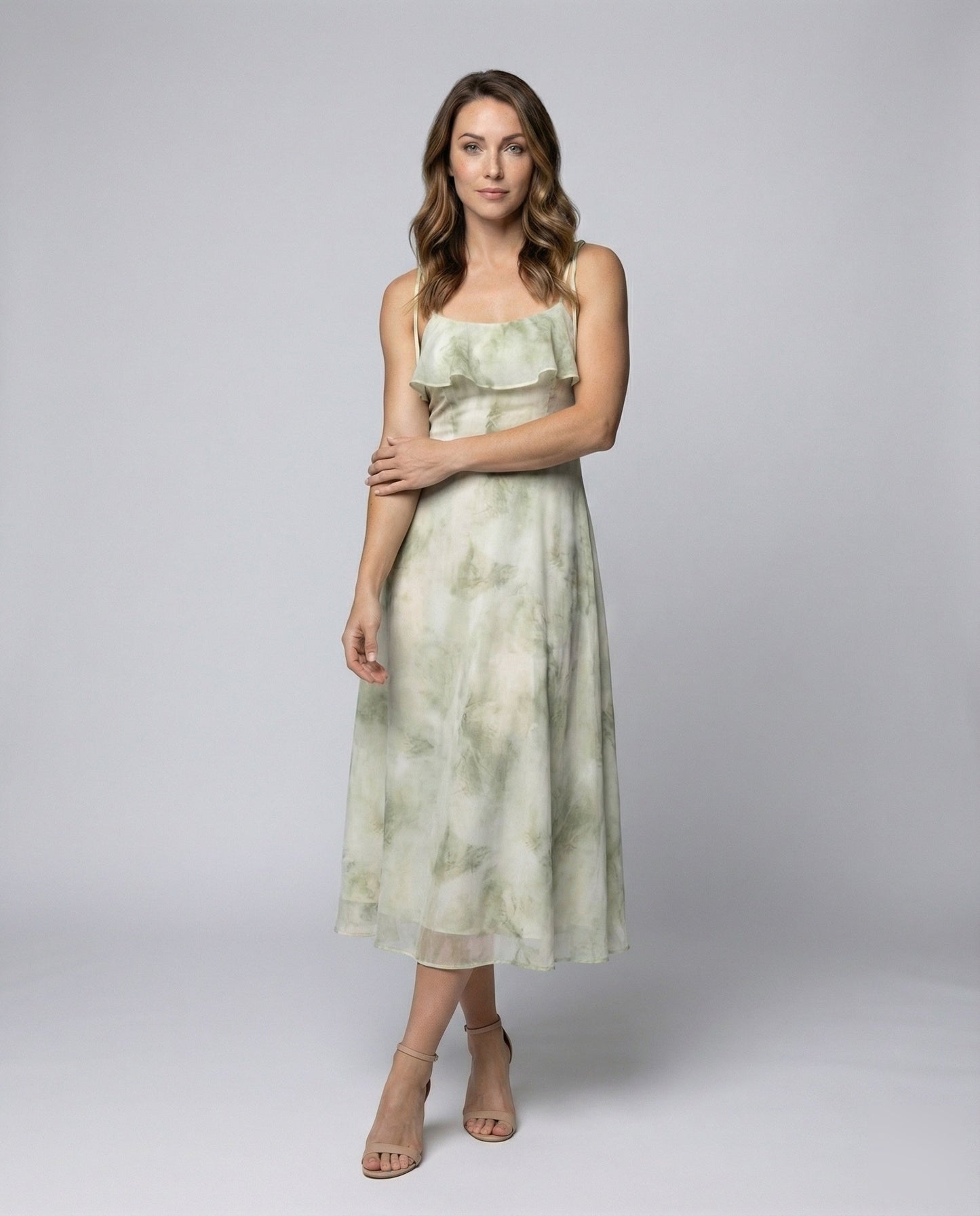 Damen Midikleid Fließend Mit Bindeträgern - Eveloria