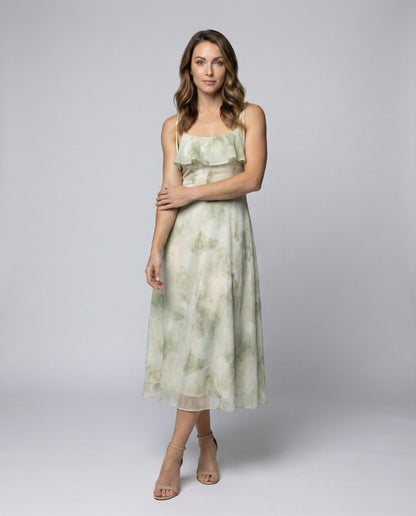 Damen Midikleid Fließend Mit Bindeträgern - Eveloria