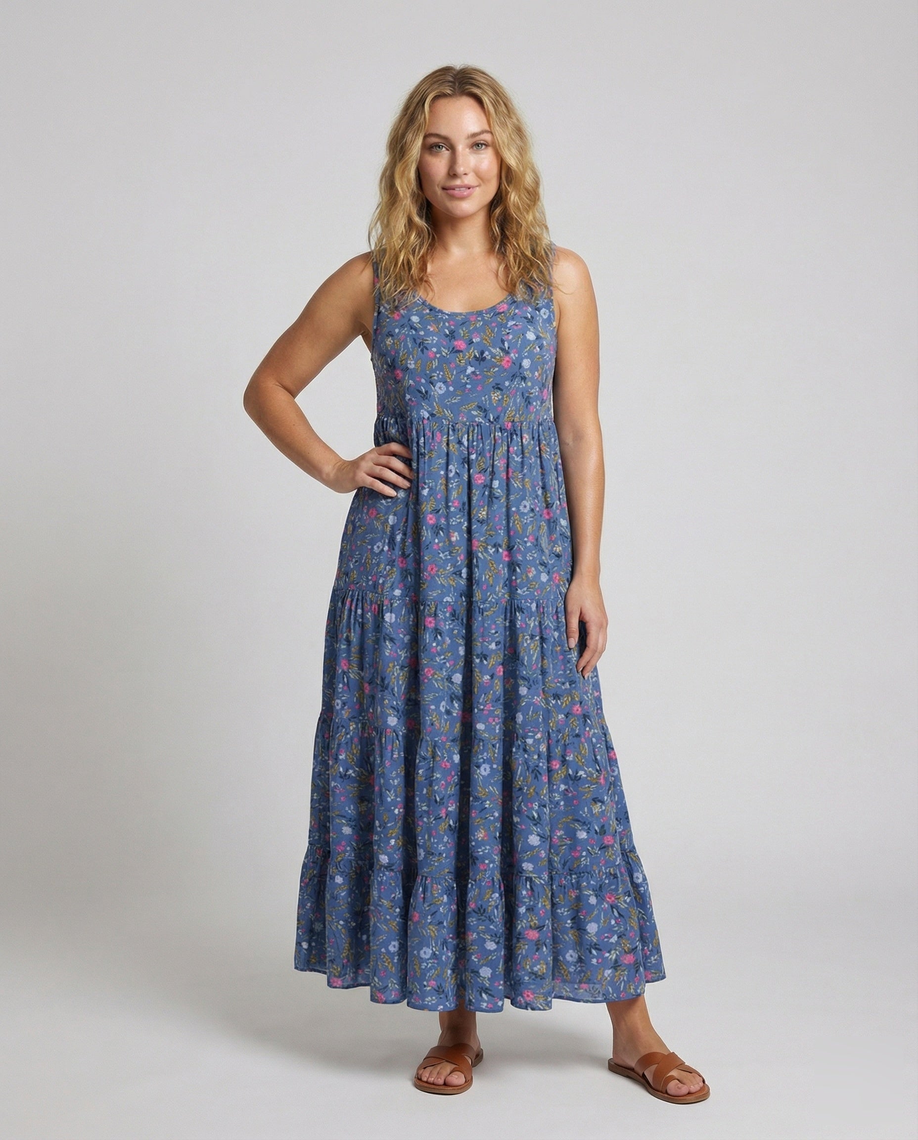 Damen Boho Maxikleid Geblümt Stufenrock - Eveloria