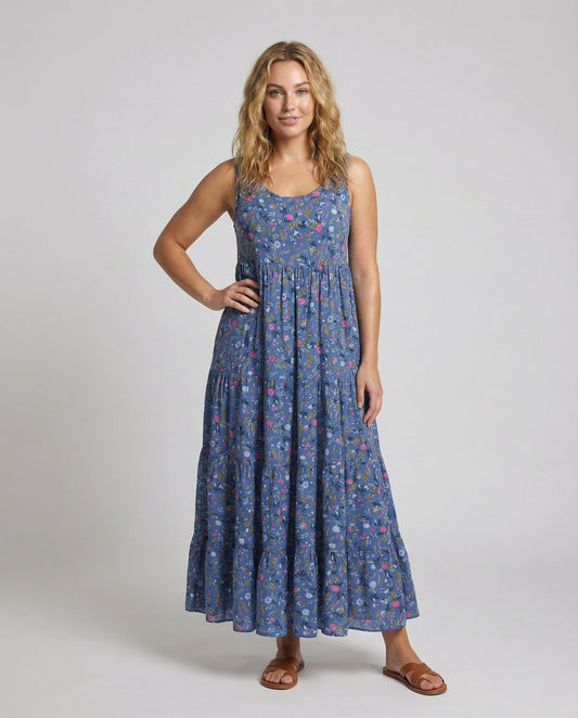 Damen Boho Maxikleid Geblümt Stufenrock - Eveloria
