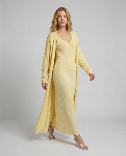 Damen Rippenslipkleid mit Langcardigan - Eveloria