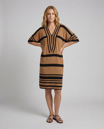 Damen Strandkleid Kaftan Midikleid Streifen - Eveloria