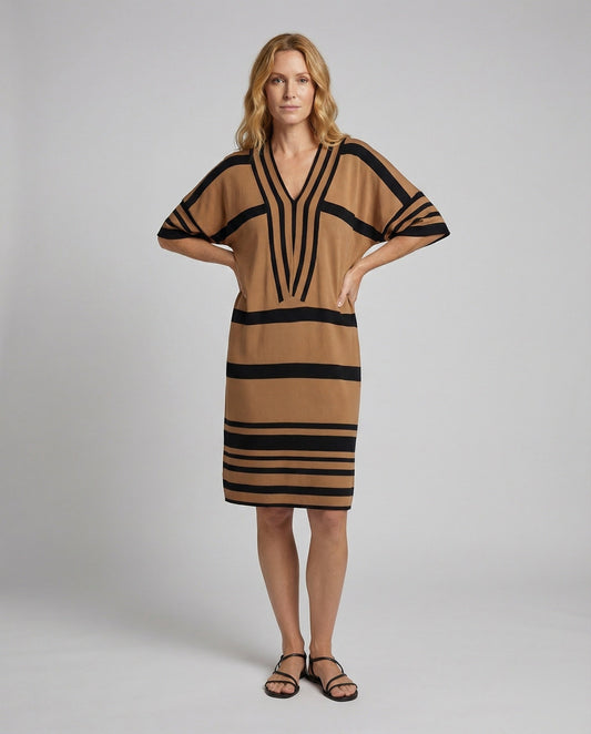 Damen Strandkleid Kaftan Midikleid Streifen - Eveloria