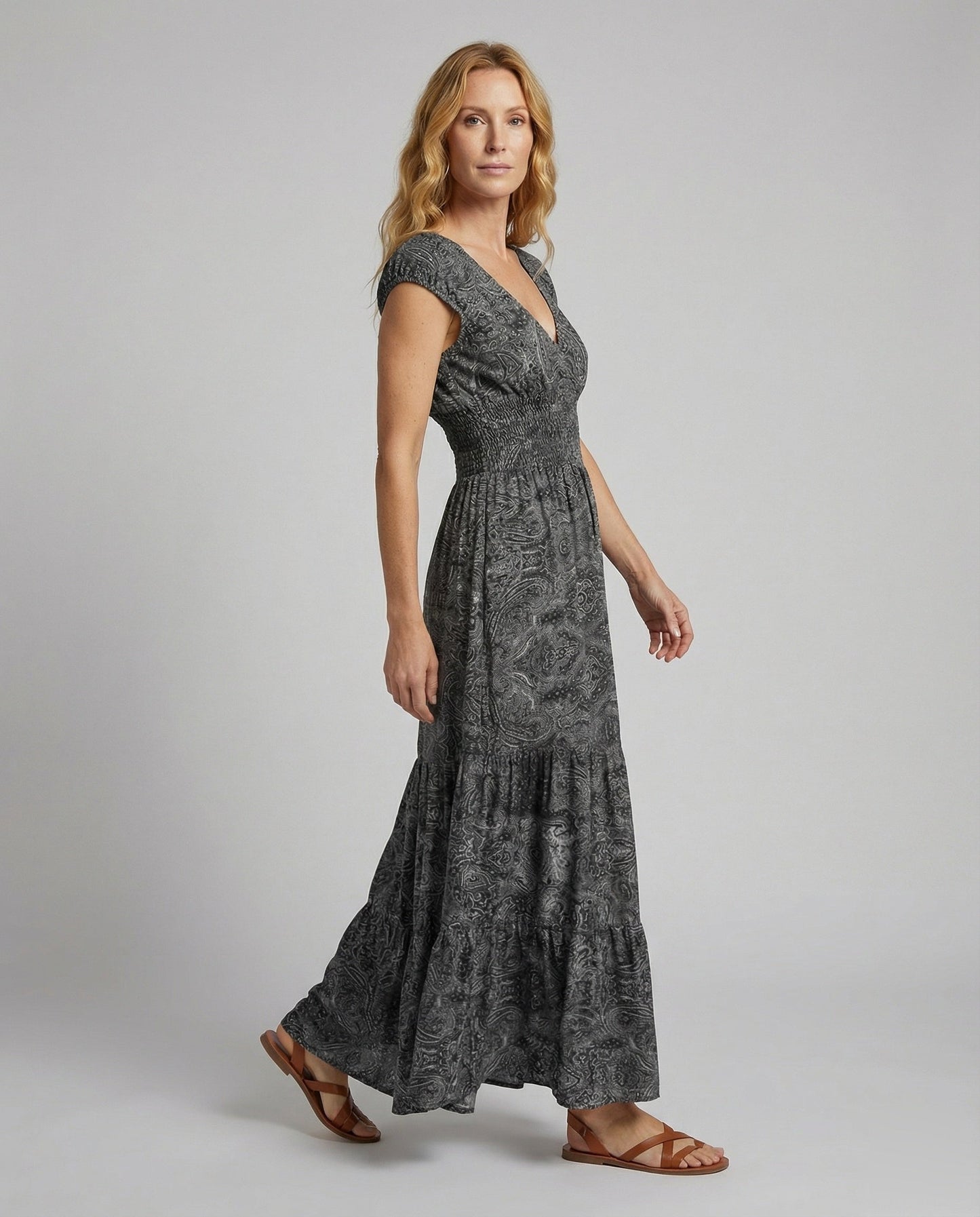 Damen Maxikleid Boho-Stil Flügelärmel - Eveloria