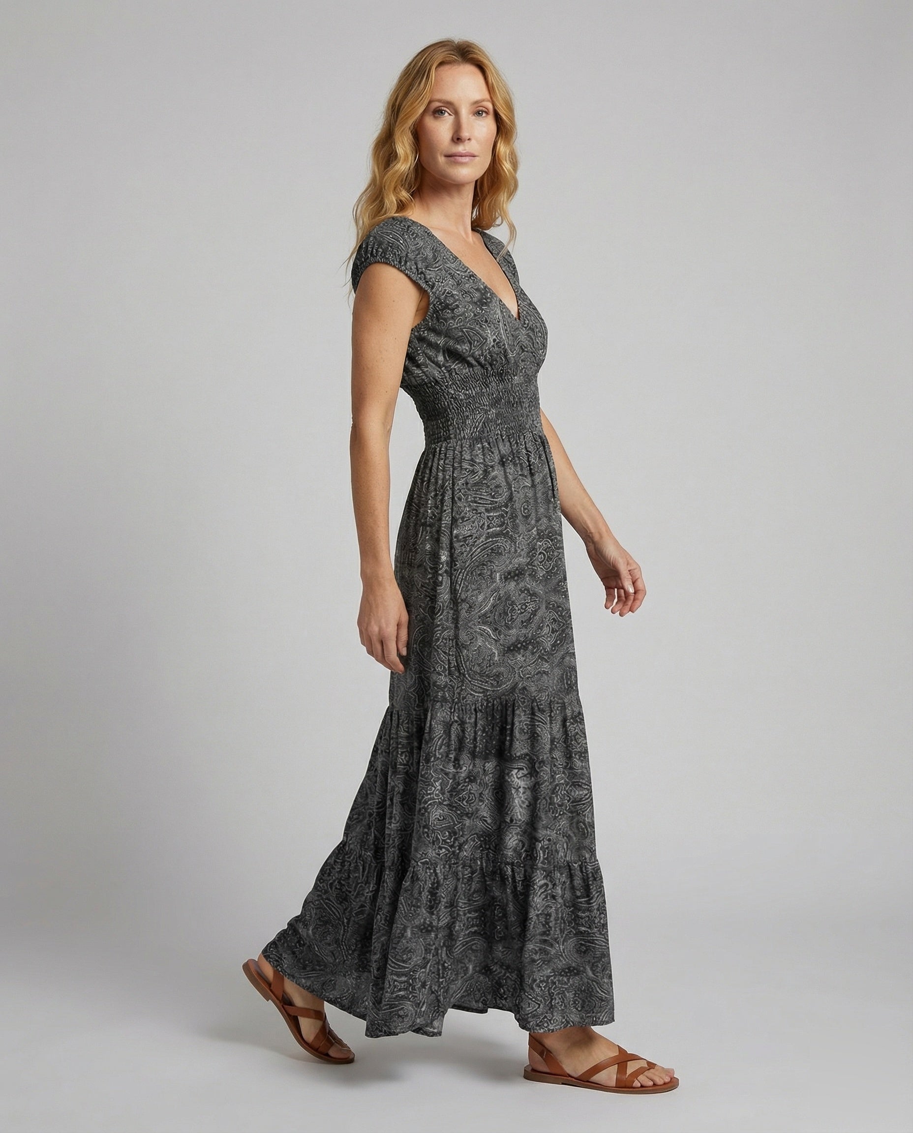 Damen Maxikleid Boho-Stil Flügelärmel - Eveloria