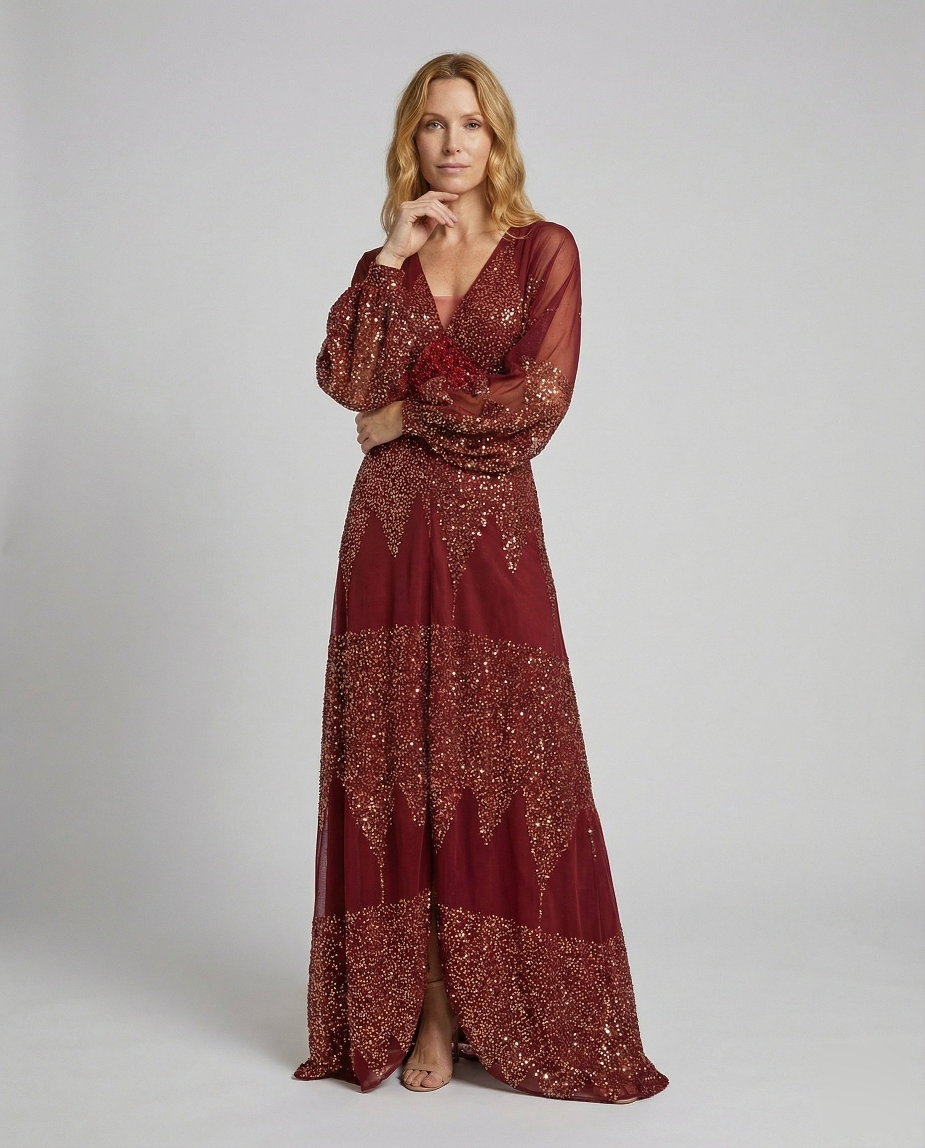 Damen Abendkleid Mosaikpailletten Glitter - Eveloria
