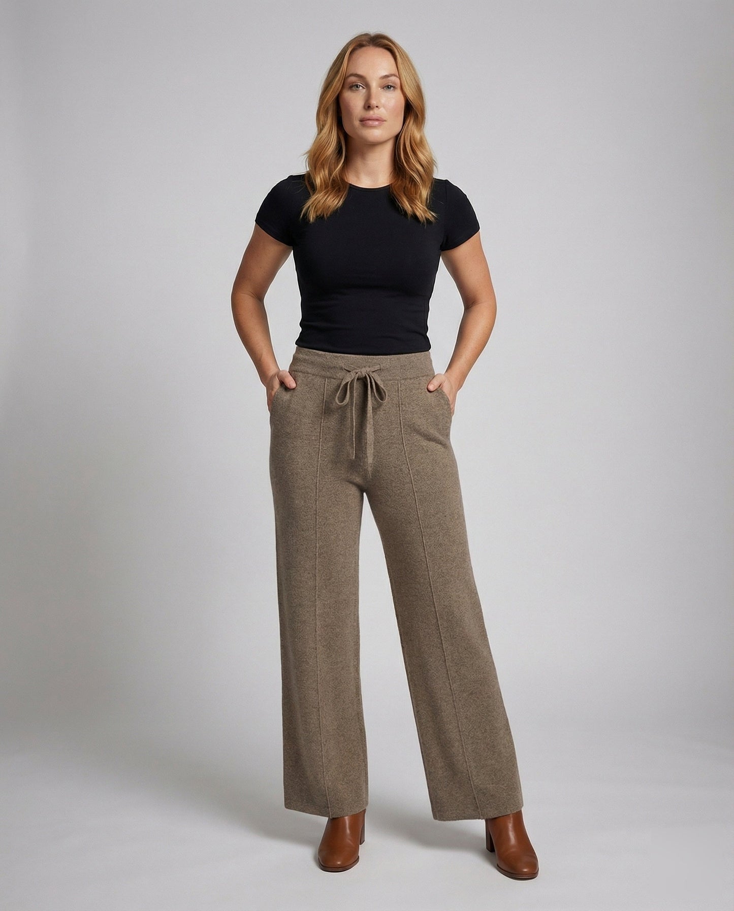 Damen Strickhose Hochgeschnitten Weite Passform - Eveloria